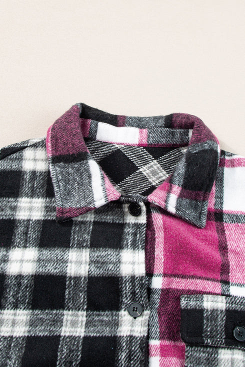 Paneled Checked Button Front Plaid Shacket