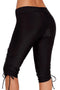 High Rise Ruched Side Tie Capri Leggings