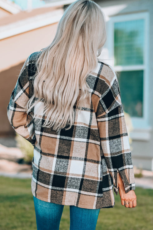Exclusive Casual Print Buttoned Plaid Shacket