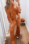 Buttoned V Neck Half Sleeve Flare Pant Set