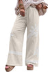 Floral Lace Patchwork Applique Wide Leg Pants