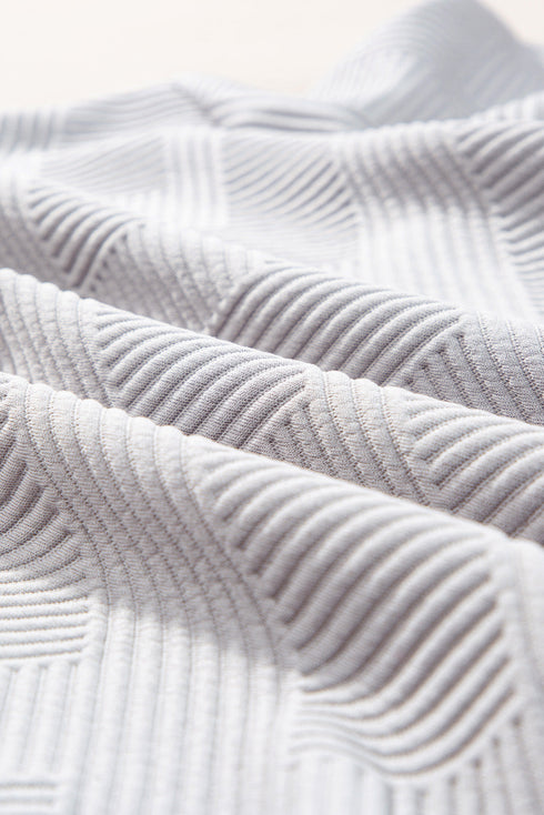 Solid Textured Collared V Neck Wide Leg Pant Sets