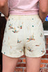 Wild Duck Mallard Print Drawstring Stretch Denim Shorts