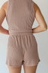 Textured Corded Sleeveless Pocketed Two Piece Shorts Set