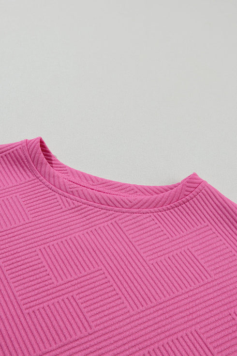 Minimalist Textured Drawstring Two Piece Short Sets