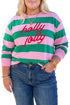 Holly Jolly Striped Print Embroidered Detail Sweatshirt