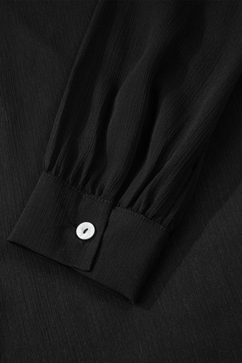 Sheer Long Sleeve Button Down Collar Beach Shirt