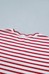 Stripe Scallop Trim Casual Top 2Pcs Short Set