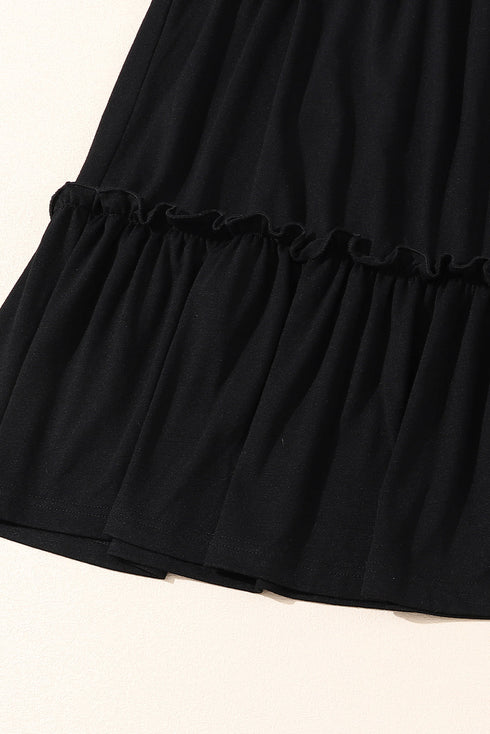 Plus Size Striped Leopard Patchwork Ruffle Tiered Western Dress