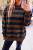 Stripe Print Mock Neck Relaxed Silhouette Sweatshirt