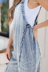 Washed Frayed Exposed Seam Wide Leg Denim Overall Jumpsuit