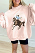 Cowboy Rodeo Print Western Mock Neck Sweatshirt