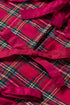 Plaid Tie Neck Ruffle Cuff Long Sleeve Blouse