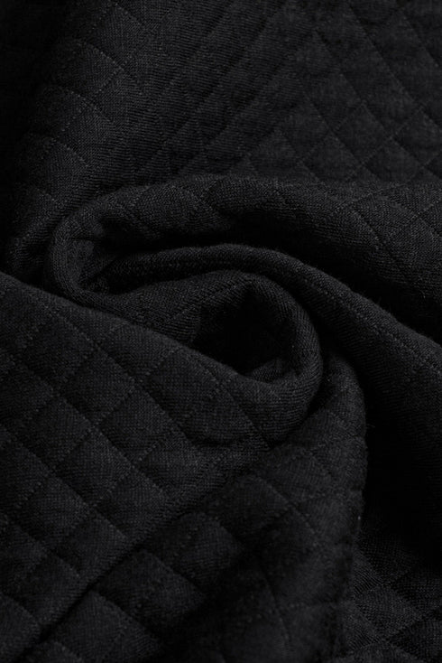 Casual Quilted Solid Button Front Flap Pocket Jacket