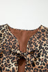 Exclusive All Over Leopard Print Quilted Tie Front Jacket