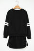 Rhinestone Pumpkin Graphic Varsity Striped Long Sleeve Top Drawstring Mini Skort Two Piece Set