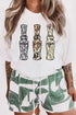 Camo Pattern Graphic Round Neck Statement Tee