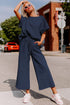 Textured Solid Loose Fit Wide Leg Pant Set