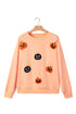Embroidered Pumpkin Graphic Face Drop Shoulder Sweatshirt