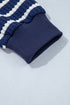 Preppy Textured Stripe Half Zip Collared Pullover Top