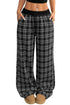 Frenchy Plaid Pattern Drawstring Waist Wide Leg Pants
