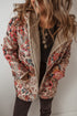 Bohemian Floral Print Sherpa Lined Fleece Hooded Jacket