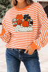 Striped Pumpkin Vibe Graphic Print Long Sleeve Tee