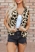 Exclusive Western Leopard Print Fleece Sherpa Vest