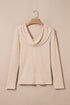 Ribbed Knit Cowl Neck Long Sleeve Top