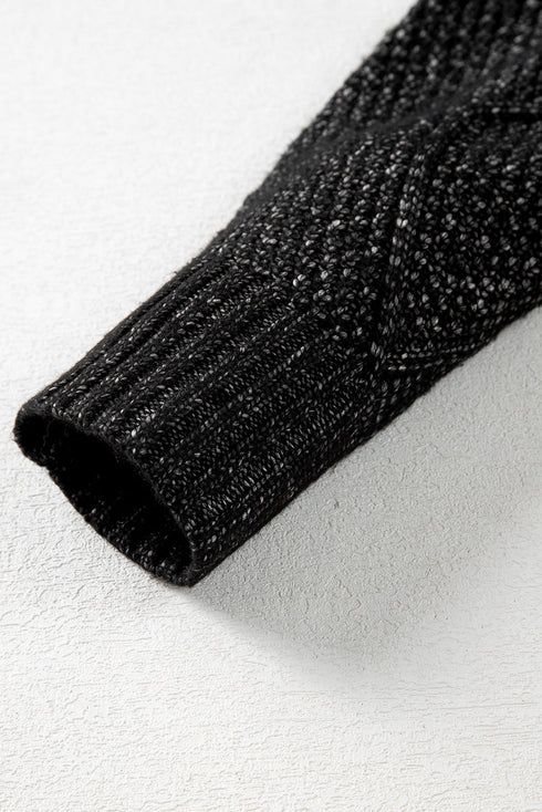 Long Sleeve Cable Knit Crew Neck Sweater Dress