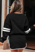 Rhinestone Pumpkin Graphic Varsity Striped Long Sleeve Top Drawstring Mini Skort Two Piece Set