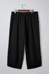 Solid Elastic Waist Asymmetrical Hem Loose Capri Pants