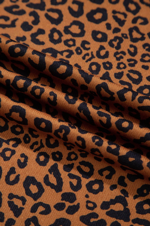 Leopard Print Long Sleeve Top Relaxed Pant Set
