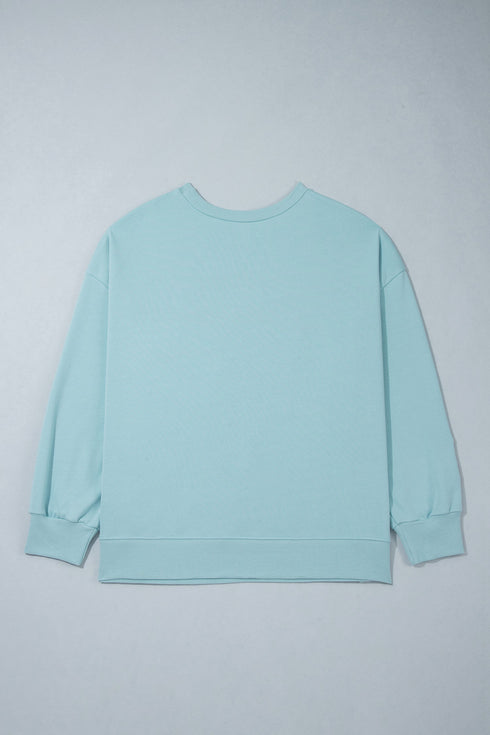 Western Letter Print Loose Round Neck Sweatshirt
