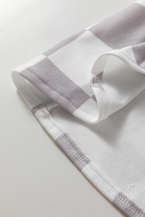 Checkered Print Flap Pocket Button Front Shacket