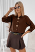 Polyester Button Decoration Tab Long Sleeve Blouse
