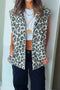 All Over Leopard Print Open Front Western Denim Vest