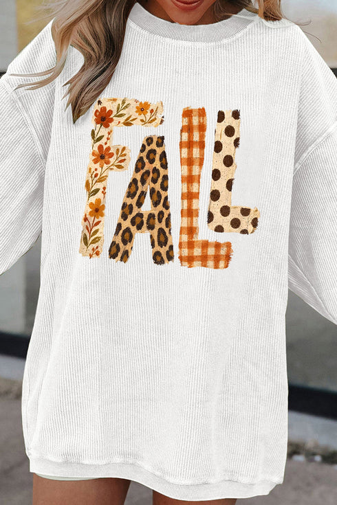 Pure Polyester Letter Pattern Graphic Corded Sweatshirt