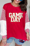 Polyester Cotton Striped Sleeve Graphic Pullover Sweatshirt