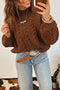 Cable Knit High Neck Loose Pullover Sweater
