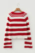 Striped V Neck Long Sleeve Shift Sweater