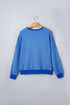 Striped Ribbed Cuff Hem Seam Long Sleeve Pullover Top
