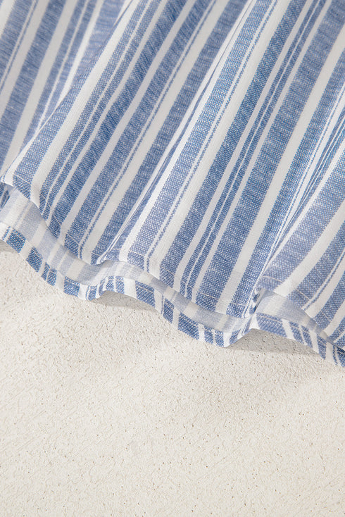 Striped Buttoned Waistcoat A Line Mini Skirt Two Piece Dress