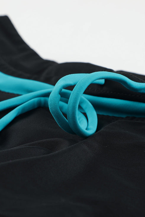 Contrast Waistband Tie Front Swim Shorts