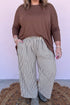 Polyester Striped Pattern Tie Waist Loose Pants