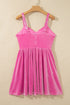 Bow Neck Adjustable Strap Velvet Mini Dress