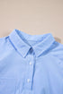 Tailored Pinstripe Button Front Smocked Cuff Blouse