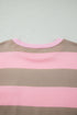 Striped Patch Pocket Split Hem Oversized Long Sleeve Sweatshirt