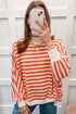 Striped Textured Mock Neck Oversized Long Sleeve Top