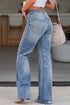 Chic High Rise Distressed Wide Leg Denim Jeans